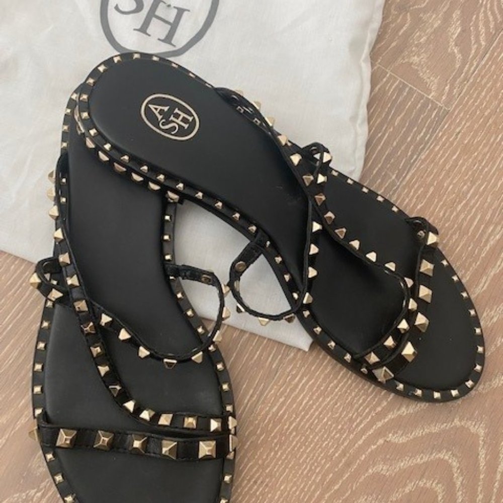 ASH Flat studded sandals- Size 10 (black)